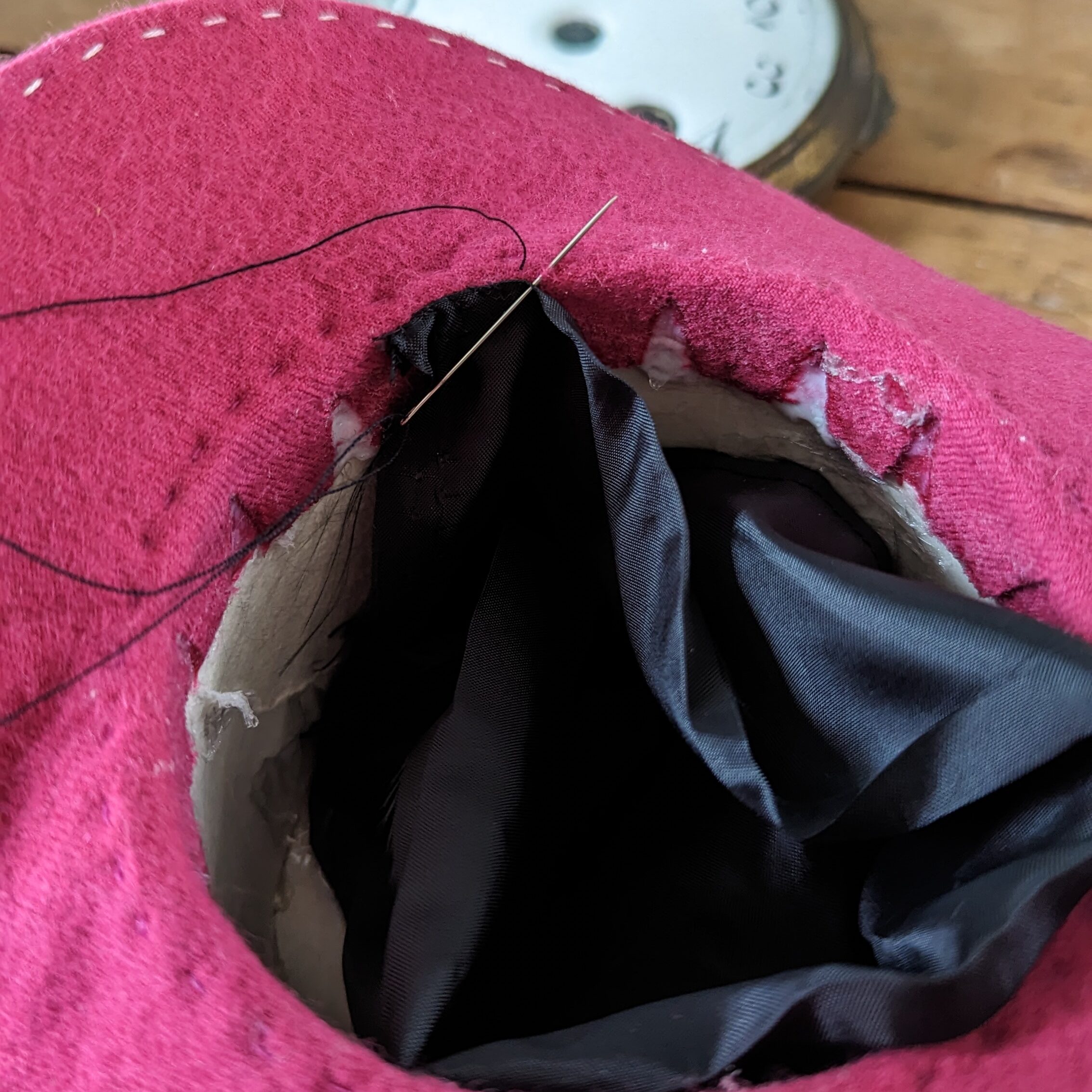 wip of a top hat for art dolls